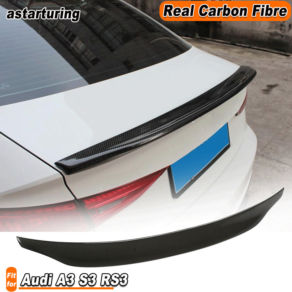 Fit for Audi A3 S3 RS3 Sedan 14-19 REAL Carbon Rear Trunk Boot Lip Wing Spoiler