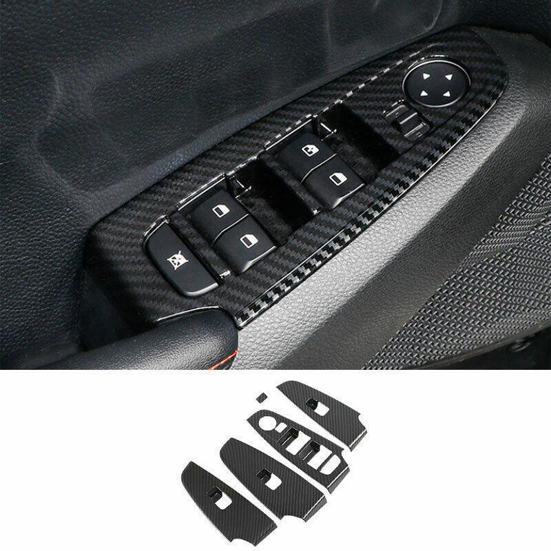 Car for Kia Seltos 20-22 Carbon Fiber Window Lift Panel Switch Cover Trim 5PCS