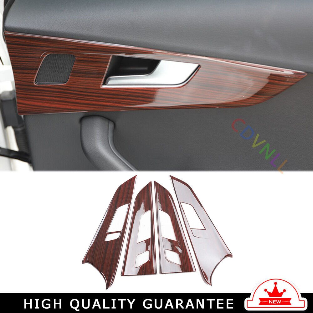 Car Inner Door Panel Cover Frame Trim Decor 4PCS for Audi A5 2017-2019 Red Wood