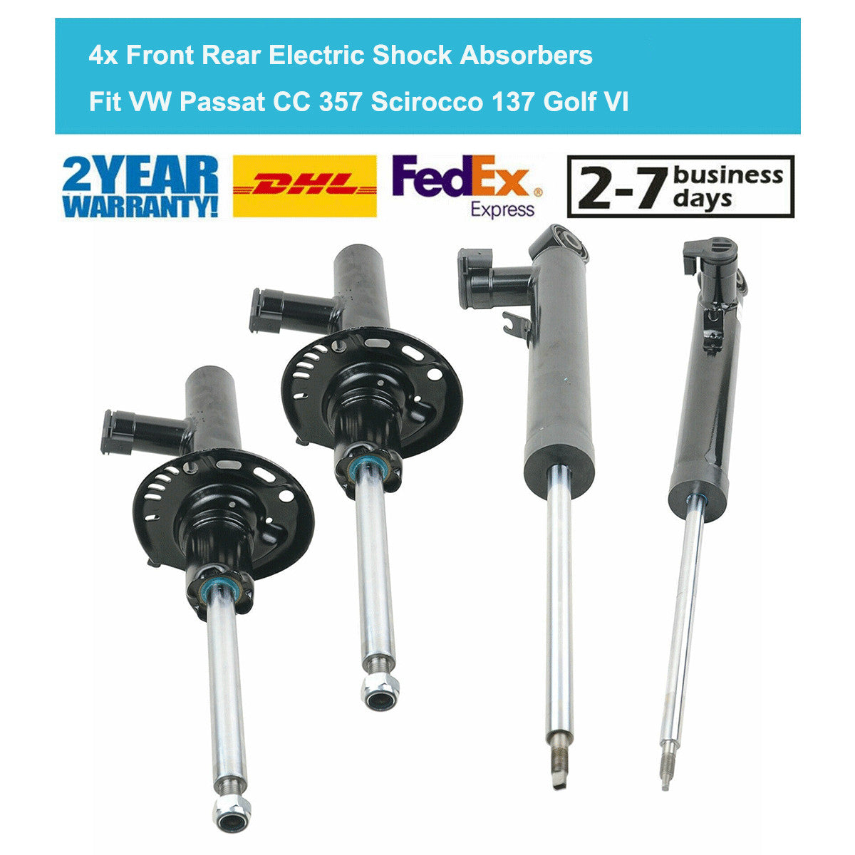 4x Front Rear Shock Absorber Struts w/Electric Fit for VW for Passat CC for Golf VI Scirocco