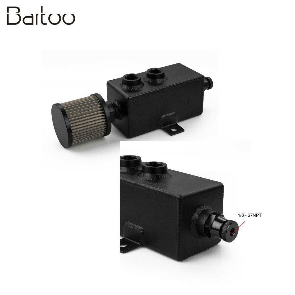 1L Car Oil Catch Can Tank Fuel Tanks Aluminum with Breather Filter Drain Tap