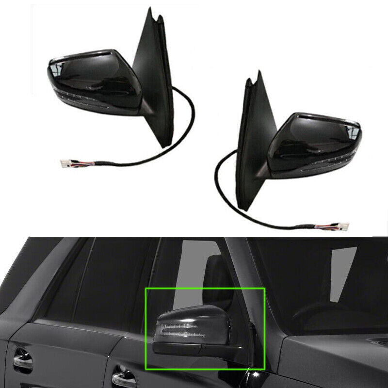 for Mercedes Benz W166 ML166 ML300 2012-15 Pair Black Rear View Mirror Assembly