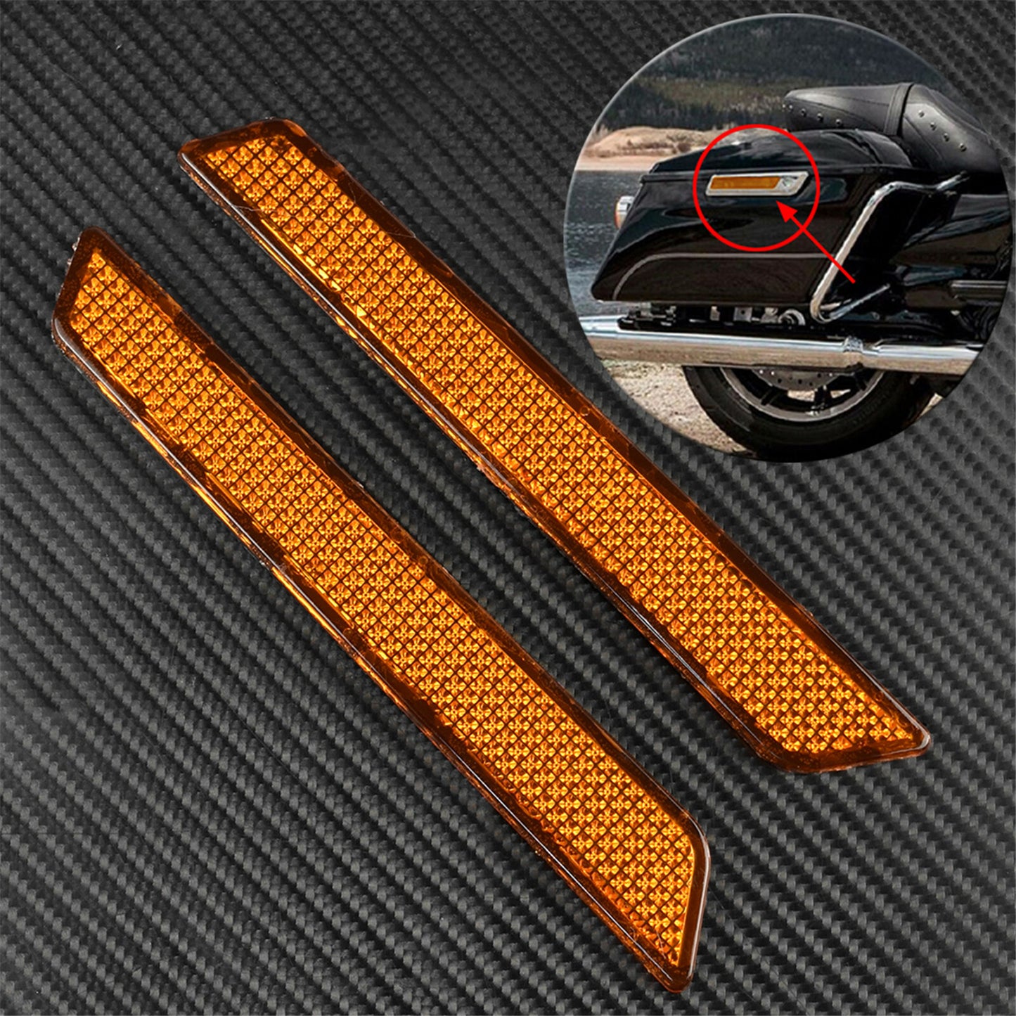 Amber Saddlebag Guard Latch Cover Reflectors Fit for Harley Touring CVO 2014-19