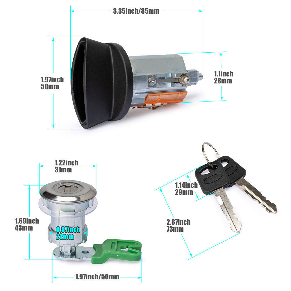 IGNITION KEY SWITCH DOOR LOCK CYLINDER SET for Ford Econoline Van E150 E250 E350