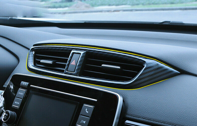 Middle Air Outlet Vent Cover Trim 1X for Honda CRV 2017-2022 Steel Carbon Fiber