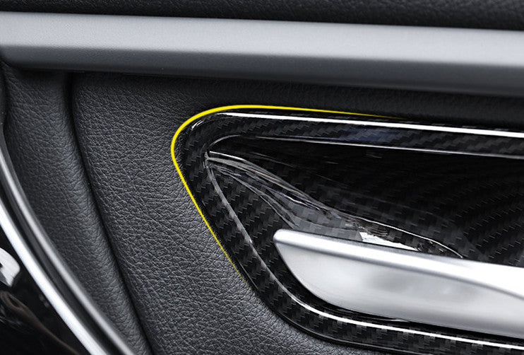 for BMW 3 4 Series GT 2014-2018 Carbon Fiber Look Inner Door Bowl Frame Trim 4P