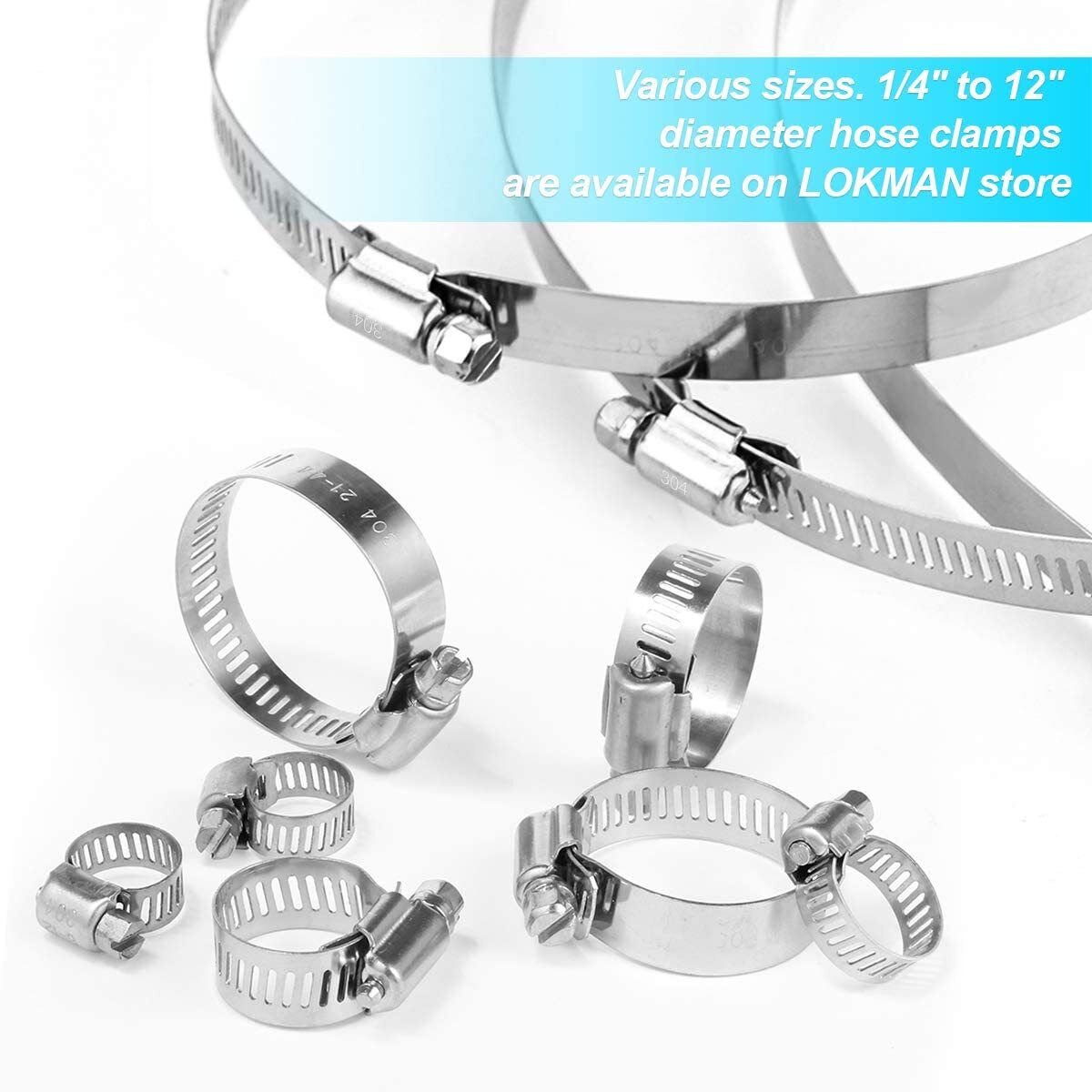 12-inch Adjustable Hose Clamps 6-Piece Pack Worm Gear Stainless Steel Clamps Category