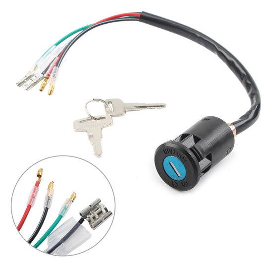 4 Wires For 50-250cc for Mini Quad ATV Dirt Bike 1x Ignition Lock + 2 Keys Switch