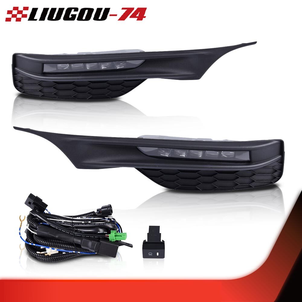 Suitable for Honda Accord sedans 16-17 LED fog lights, front bumper lights + wiring + switch