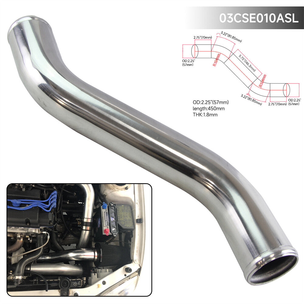 2.25 57mm Z / S Shape Aluminum Intercooler Intake Pipe Piping Tube Hose Silver