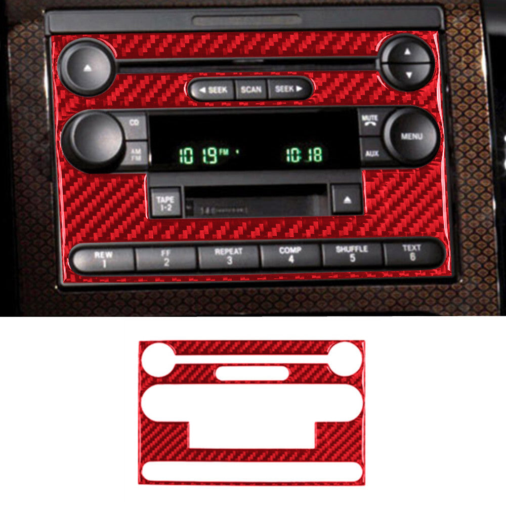 Red Carbon Fiber Center Control Panel Trim Cover Type A for Ford F150 2004-2008