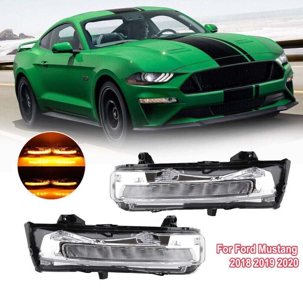 DRL LED Daytime Running Fog Light W/Turn Signal Pair for Ford for Mustang 2018-2022