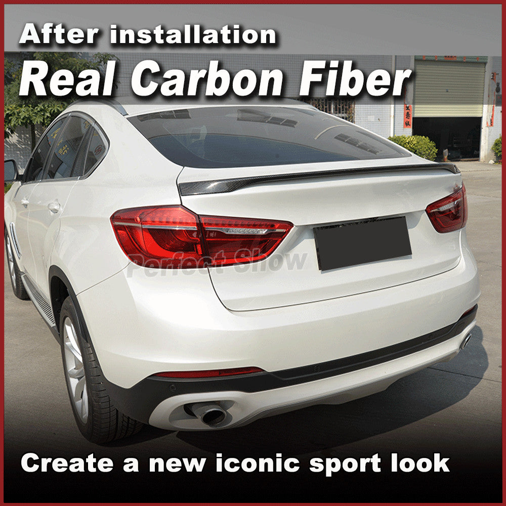 Fit for BMW X6 F16 SUV 2015-2017 REAL CARBON Rear Trunk Boot Lip Wing Spoiler