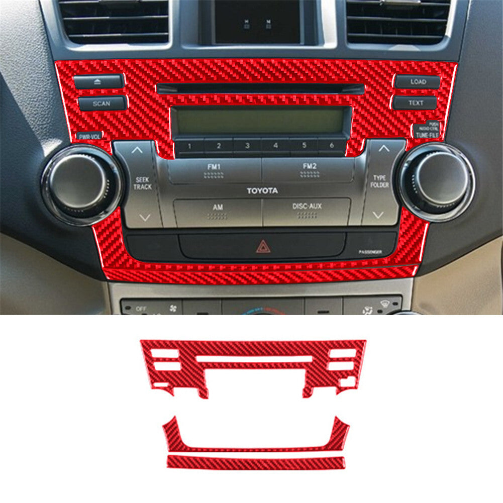 Red for Toyota Highlander 2008-2013 Radio Frame Trim Cover Carbon Fiber Type B