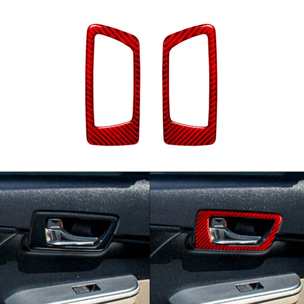 2X Red Carbon Fiber Rear Door Handle Frame Cover Trim for Toyota for Camry 2012-2014