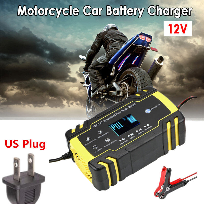 Motorcycle 12-24V 3-stage Pulse Repair Display for Smart Lead-Acid Battery Charger