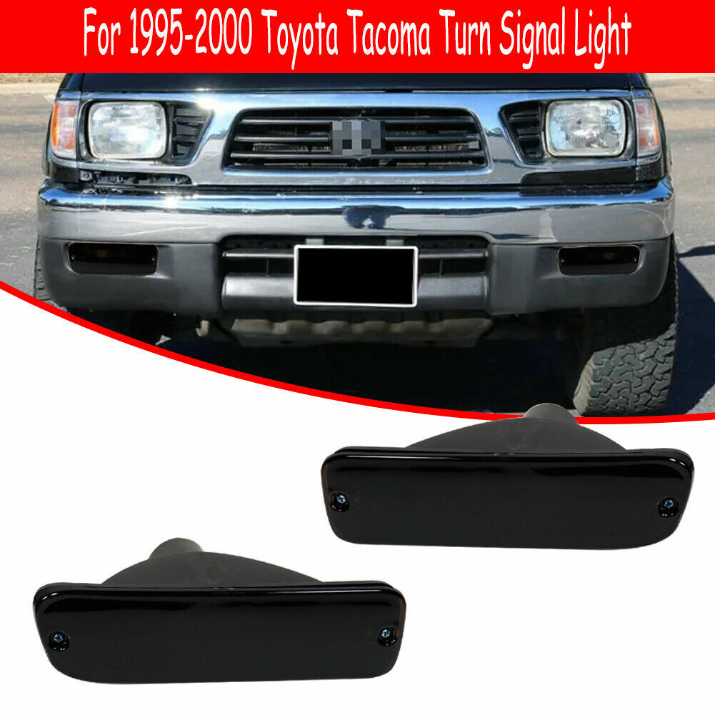 2-Piece Smoked Front Bumper Turn Signal Light Housing Kit for 1995-00 for Toyota Tacoma