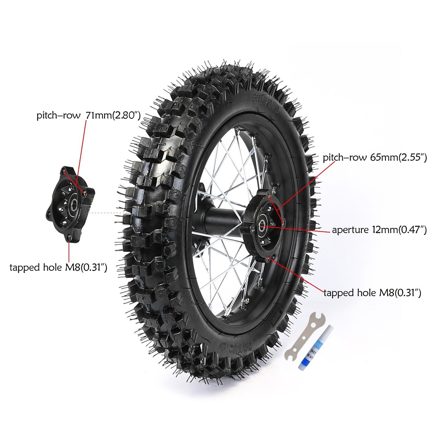 12-inch rear wheel swingarm kit, 80/100-12 tires, rim grooves, bicycle SSR 110cc 125cc CRF70