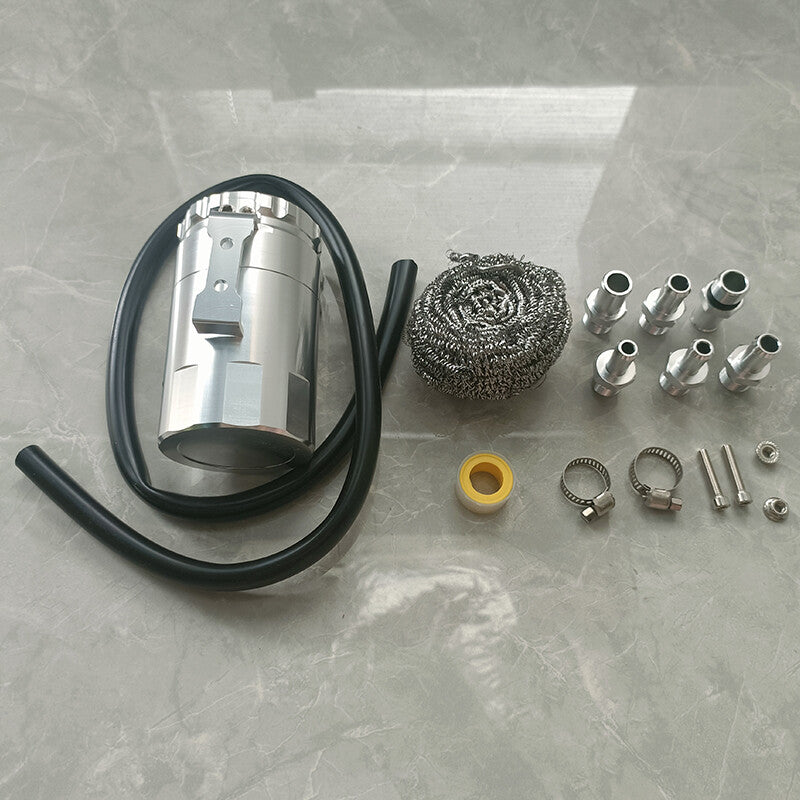 Silver Universal Car 350ml Oil Catch Can Tank Aluminum Polish Baffled Reservoir