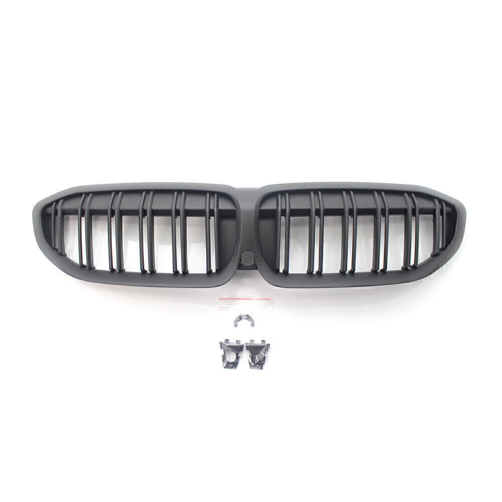 Front Kidney Grille Double Slat Grill Kit Fit for BMW 3 Series G20 19-22 Matte Black