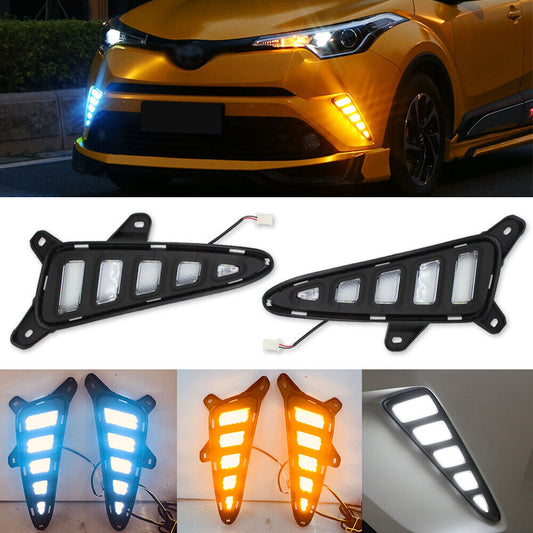 for Toyota C-HR CHR DRL 2016-2019 LED Daytime Running Light Turn Signal Fog Lamp