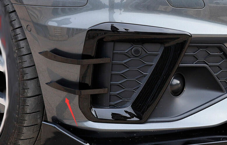 Fit for Audi A4 A5 20-21 ABS Black Front Bumper Lip Spoiler Fins Canards Trim 4X
