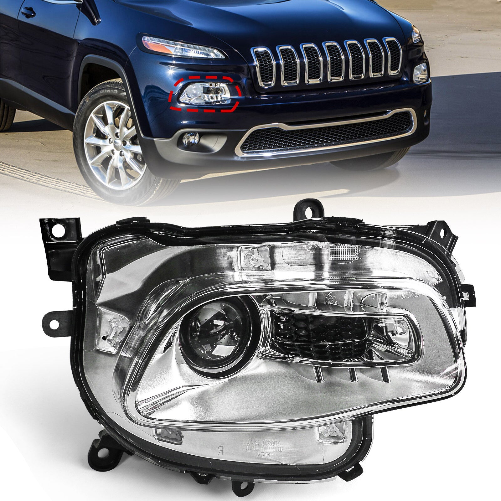 For 2014-2018 for Jeep Cherokee HID/Xenon Projector Headlight Lamp Passenger Right