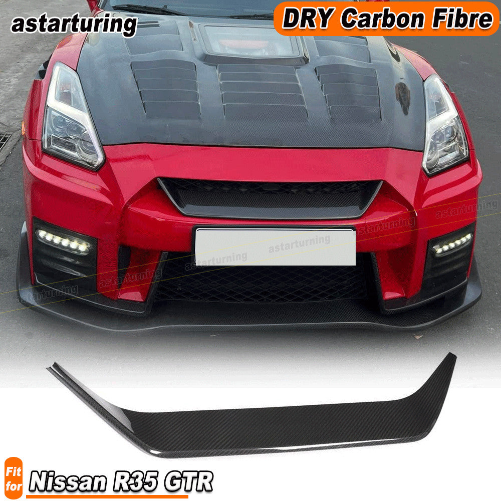 for Nissan R35 GTR 2017-22 Dry Carbon Fiber Front Bumper Grill Grille Cover Trim