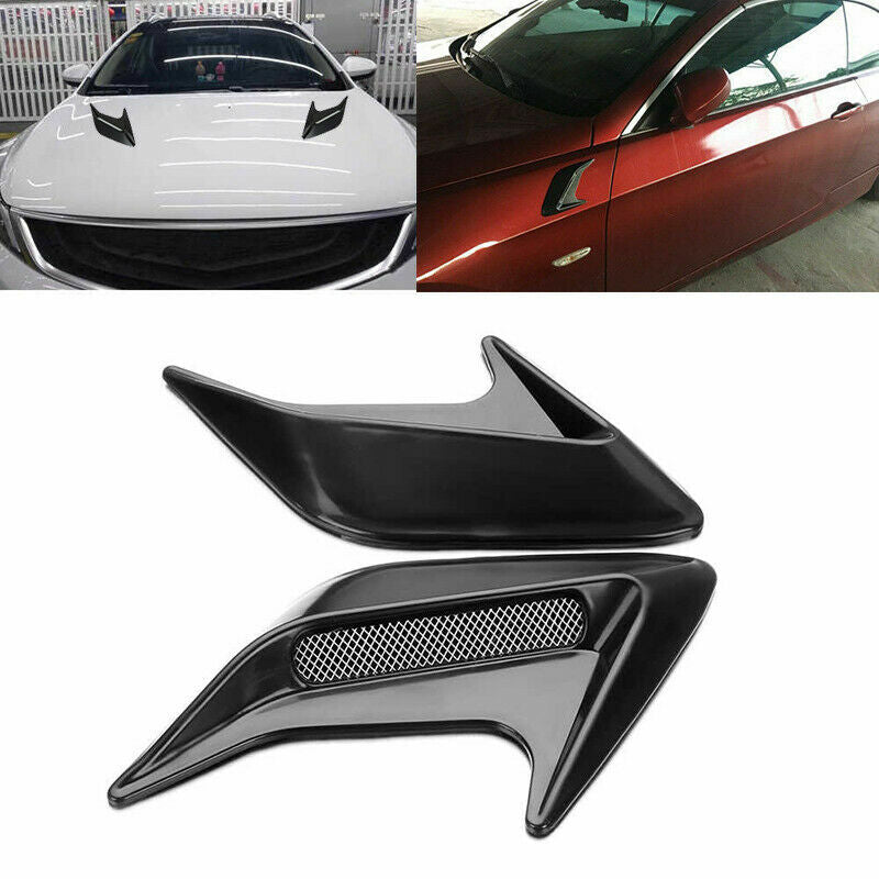 2x Car Black Universal Decorative Side Vent Air Flow Fender Intake Mesh Stickers