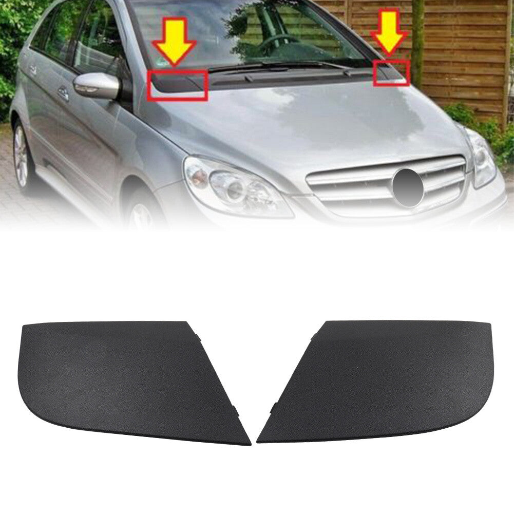 Front Water Drain Cover Left+Right Set for Mercedes-Benz B CLASS W245 2PCS Black