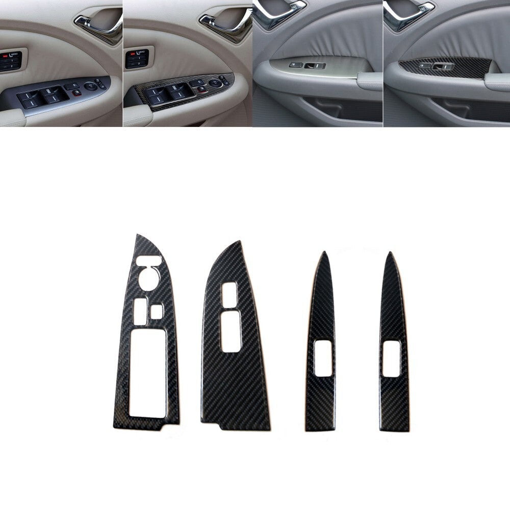 4x Carbon Fiber Window Lift Switch Panel Cover Trim for Honda Odyssey 2005-2010