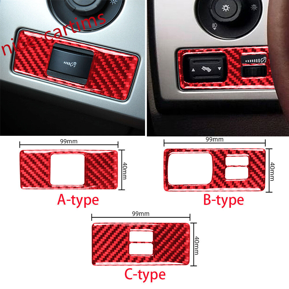 for Ford F150 2009-14Red Carbon Fiber Interior Light Control Switch Panel Trim B