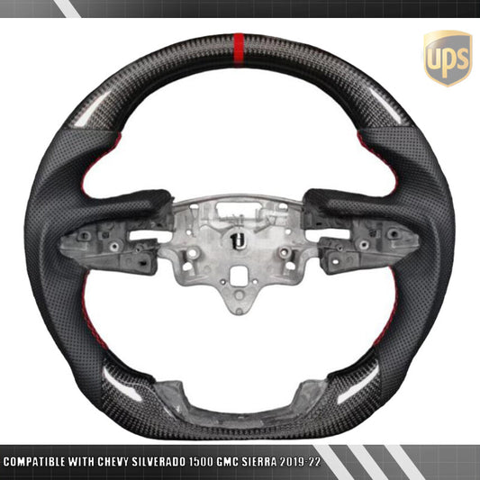 Carbon Fiber Steering Wheel Heated for Chevy Silverado 1500 for GMC for Sierra 2019-22