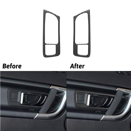 2X Carbon Fiber Front Door Handle Frame for Land Rover Discovery Sport 2015-2019