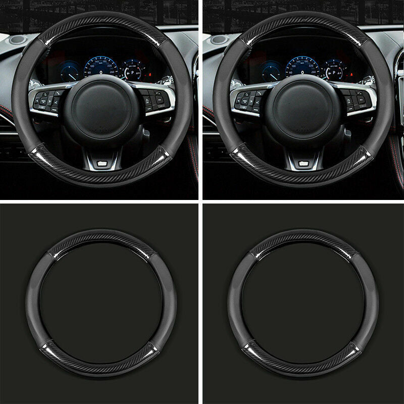 Carbon Fiber Interior Car Steering Wheel Cover Decor for Jaguar F-PACE 2016-2020