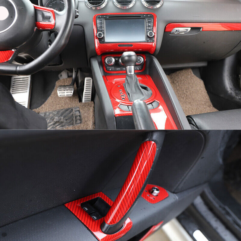 Fit for Audi TT 2008-14 Red Carbon Fiber Style Interior Decoration Full Set Trim