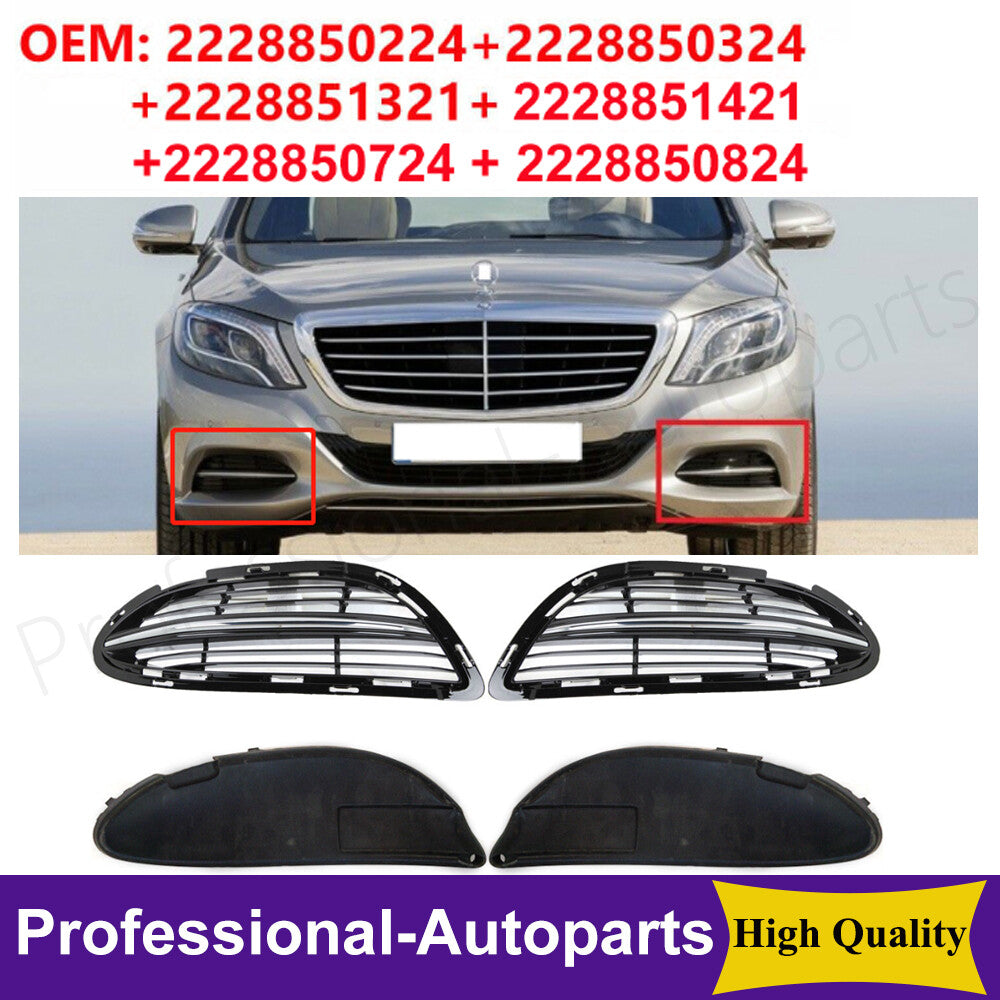 6-piece SLeft+ right fog light cover grille frame set for Mercedes-Benz S-Class W222