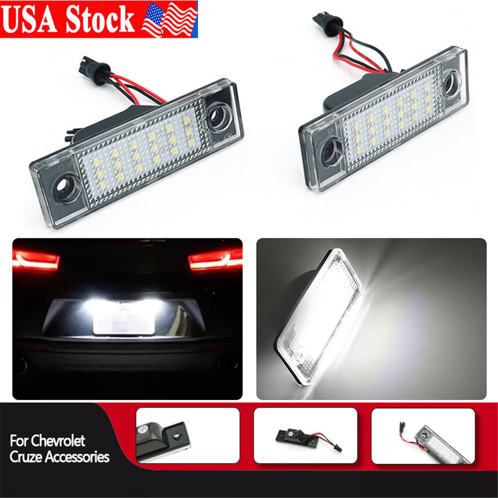2Pcs Fit for Chevrolet for Cruze 2010-2015 Vehicle LED Rear License Plate Light Lamp