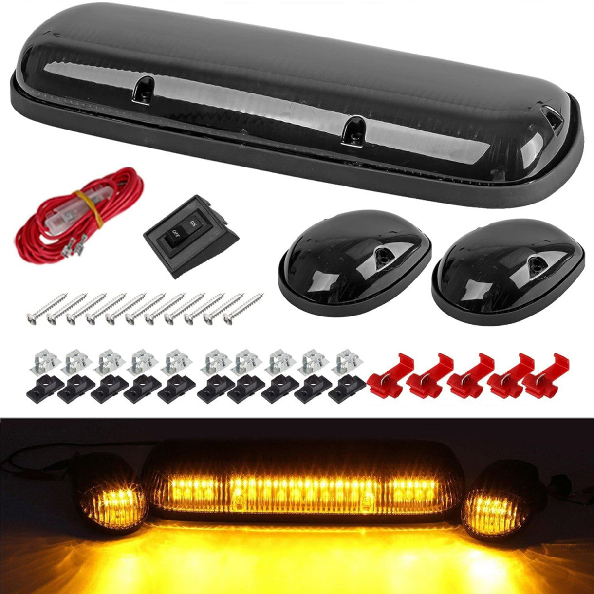 3pcs Smoked Amber For 2002-2007 for Chevy Silverado LED Cab Roof Top Marker Lights