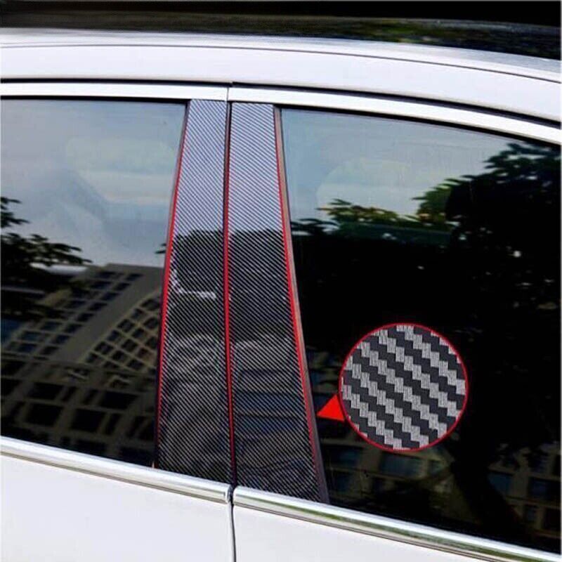 for Audi A4 B8 09-2016 Carbon Fiber Pillar Posts Door Window Molding Strip Trims