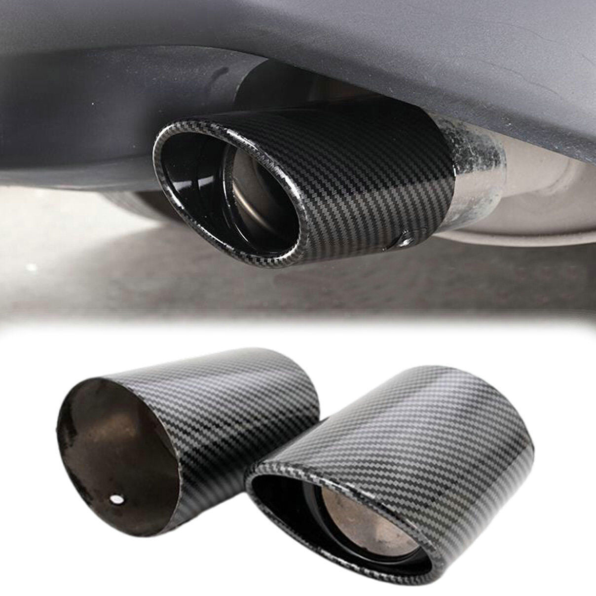 Pair For 18-23 for Toyota for Camry Carbon Fiber Style Rear Exhaust Muffler Tip End Pipe