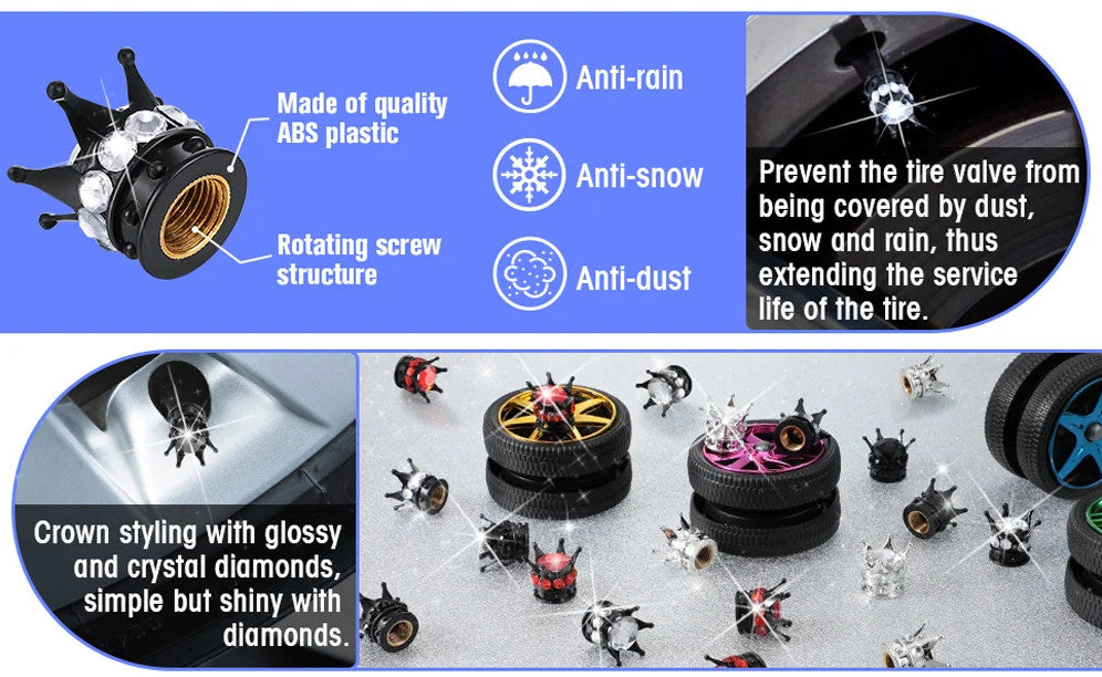Car tire valve cover rod air dust cover dustproof black stud suitable  for ford  4-piece set