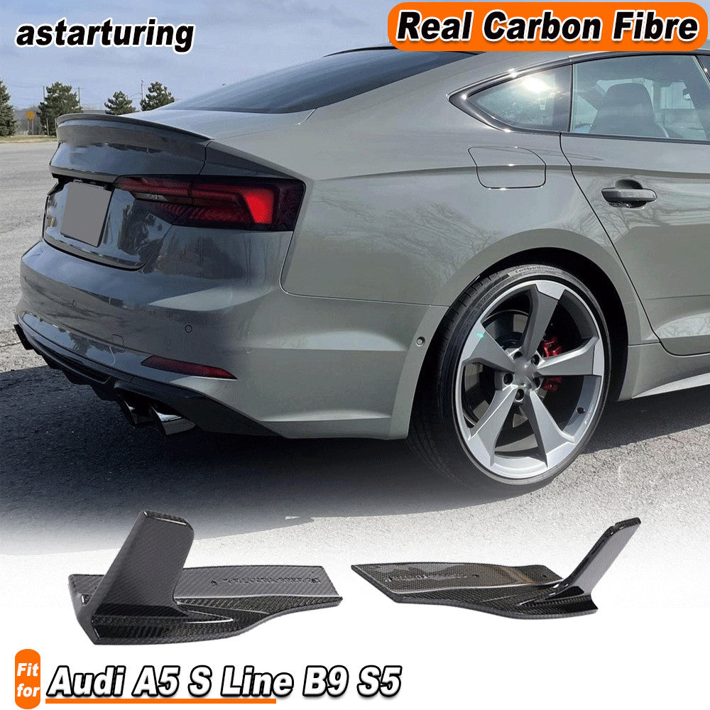 for Audi A5 B9 S Line S5 2017-2020 REAL CARBON Rear Bumper Splitter Fins Canards