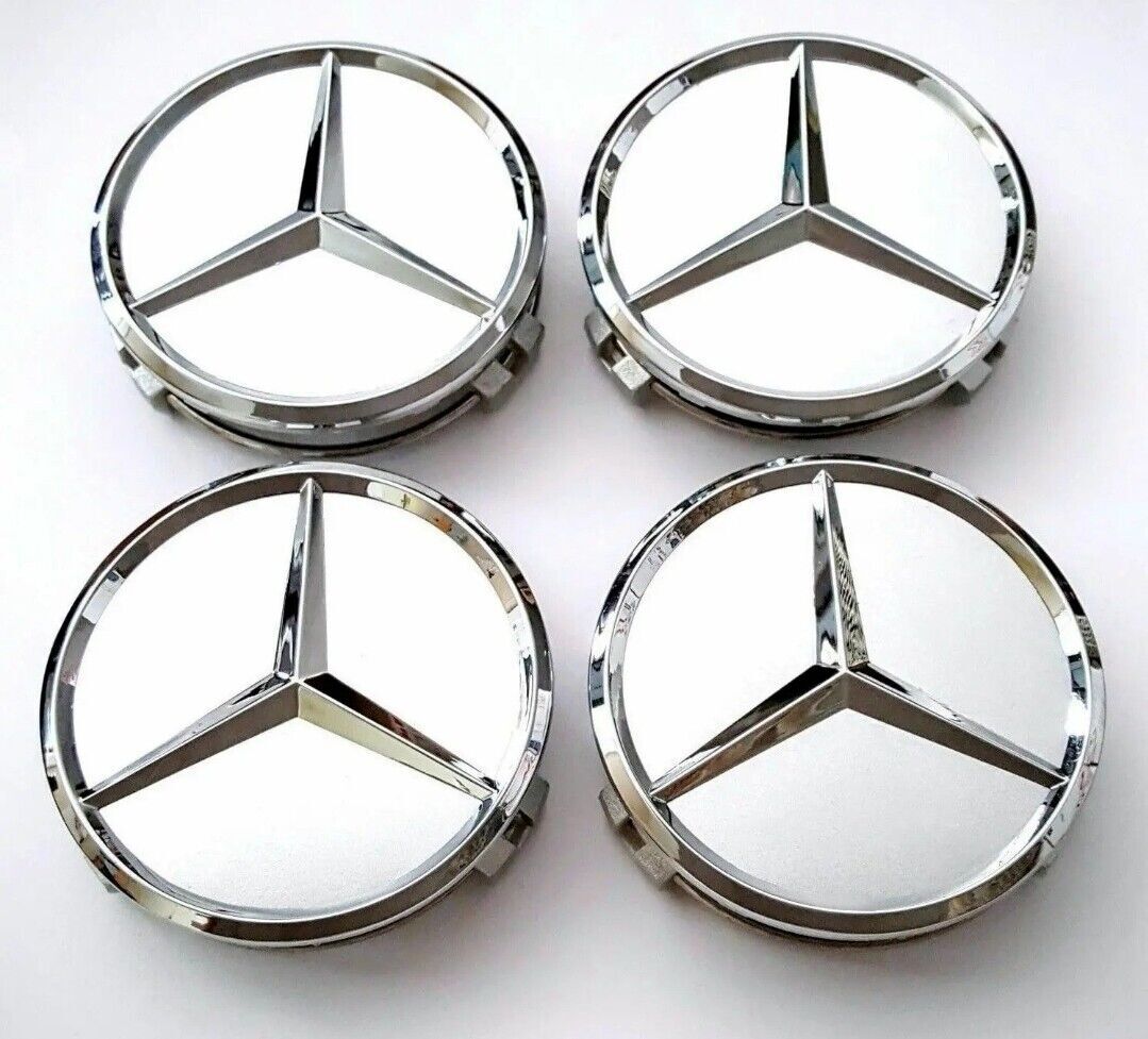 4-piece silver alloy wheel center hubcap 75mm ABCESM grade ML CLA GLA