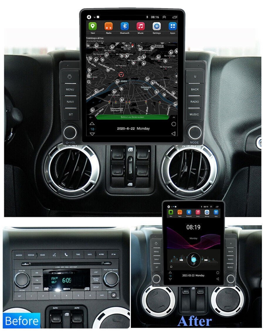 9.5 Car Android 10.1 Vertical Stereo Radio GPS For 09-11 for Dodge for Ram for Jeep Compass