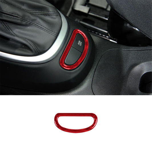 Red Carbon Fiber Gear Shift Console Button Trim For 2014-2017 for Fiat 500L