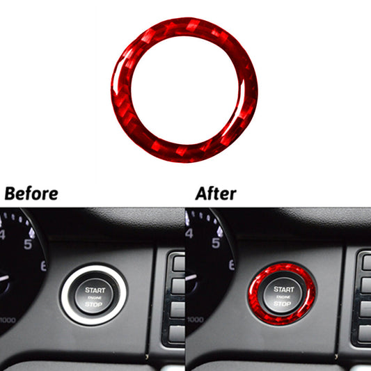 Red Carbon Fiber Start Button Cover Trim for Land Rover Discovery Sport 2015-19