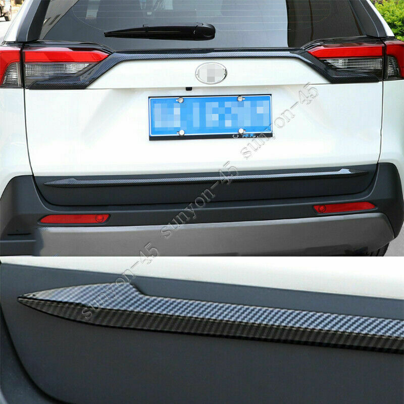 for Toyota RAV4 2019-2023 Carbon Fiber Look Rear Door Trunk Lid Lower Strip Trim