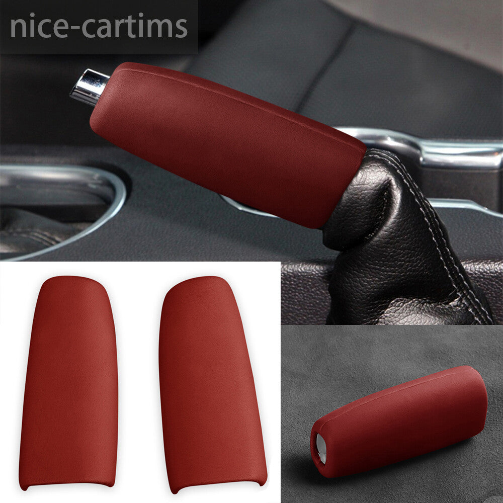 PU Leather Red Car Handbrake Grips Cover for Ford for Mustang 2015-2023 Accessories