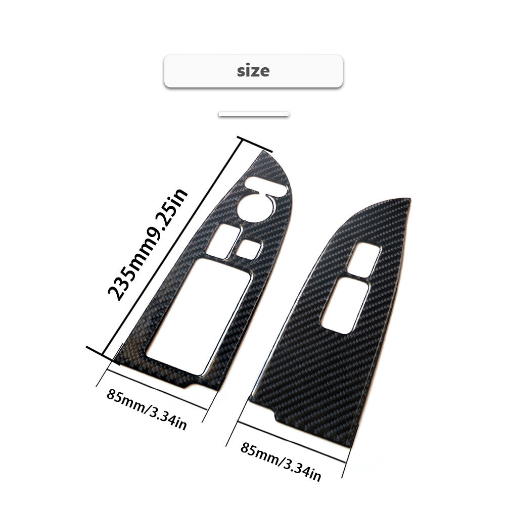 2Pcs for Honda Odyssey 2005-2010 Carbon Fiber Front Window Control Cover Trim